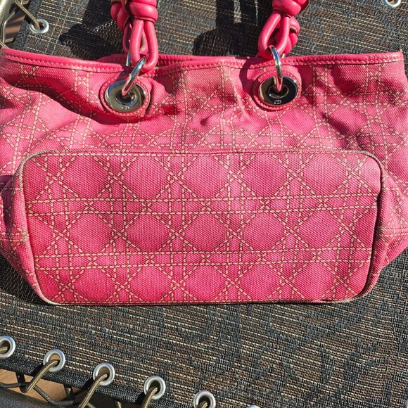 CHRISTIAN DIOR Coated Canvas Cannage Print Cherie Small Tote Pink - Picture 6 of 17